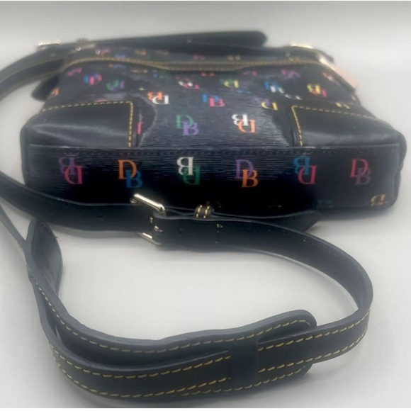 DOONEY & BOURKE Black Multicolored Rainbow DB Signature Letter Carrier Crossbody - Picture 9 of 16